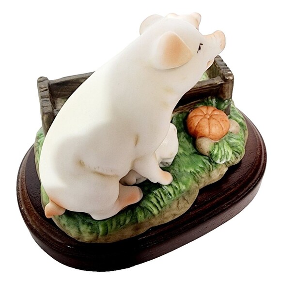 Lefton Figurine Trinket Pig Piglet Farmhouse Farm Mother Knows Best Vtg w/ Base - Picture 3 of 11